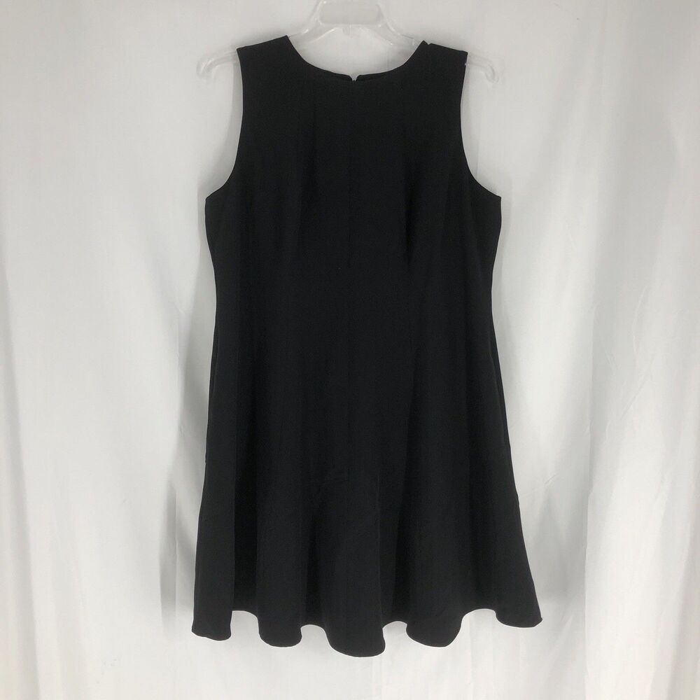 Anne Klein Dress Black Sleeveless Fit Flare Midi Career Party 16W